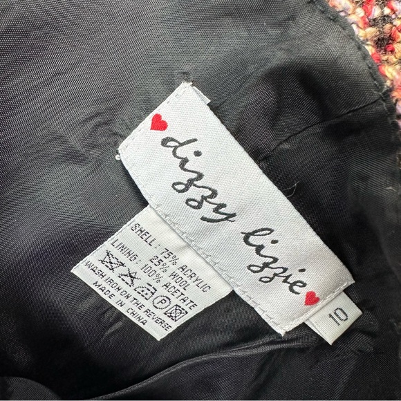 Dizzy Lizzie Tweed Feather Trim Skirt Size 10 - Picture 10 of 10